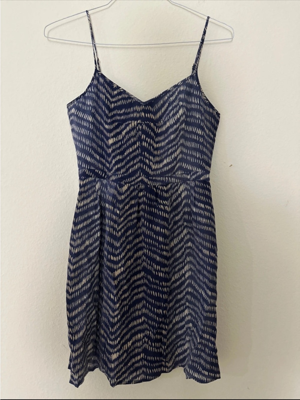 Spaghetti-Strap Navy Printed Mini Dress